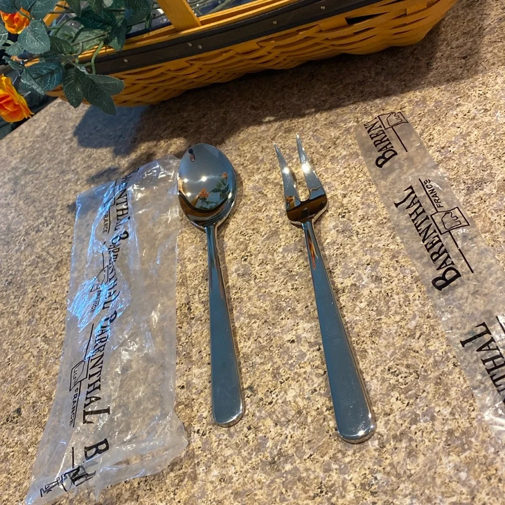Barenthal Stainless 18/10 Serving Fork and Spoon France Silver